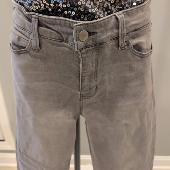 LIVERPOOL ankle skinny charcoal gray jeans with black distressed cuffed hem - Picture 15 of 16